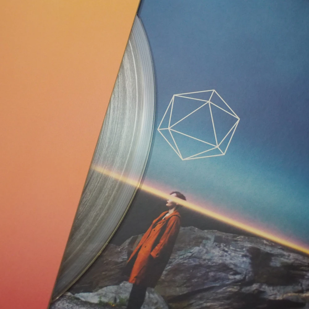 Close-up of vinyl inner sleeve with a record