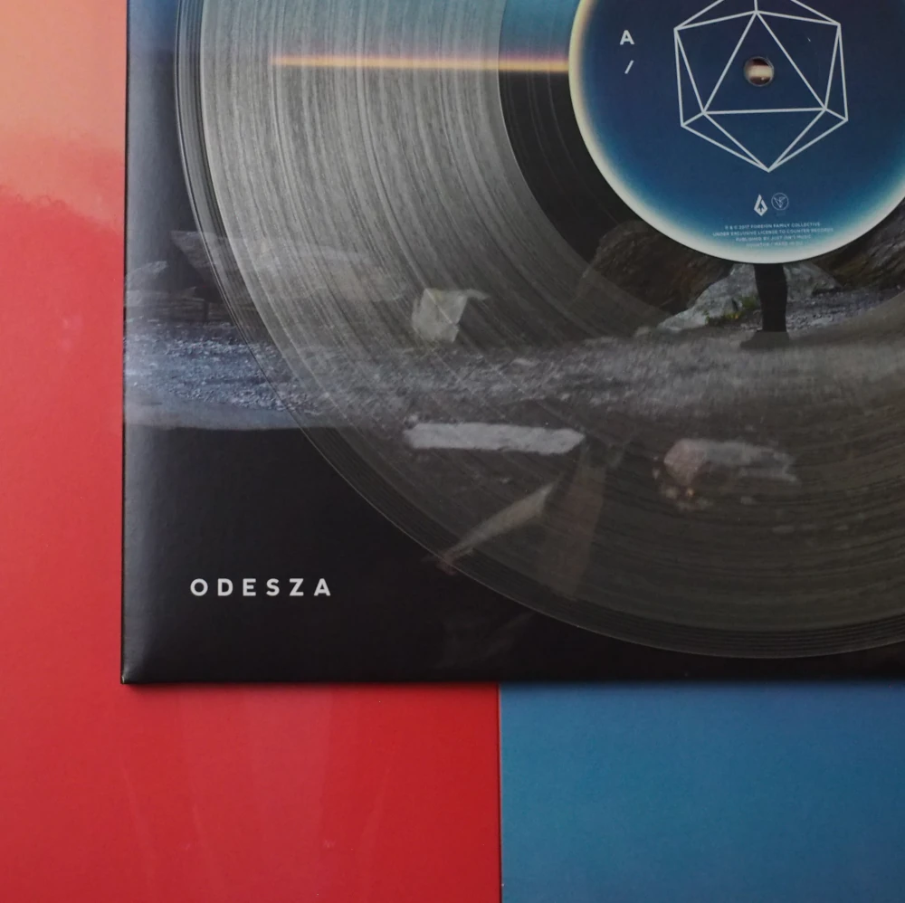 Close-up of custom vinyl record with premium finish
