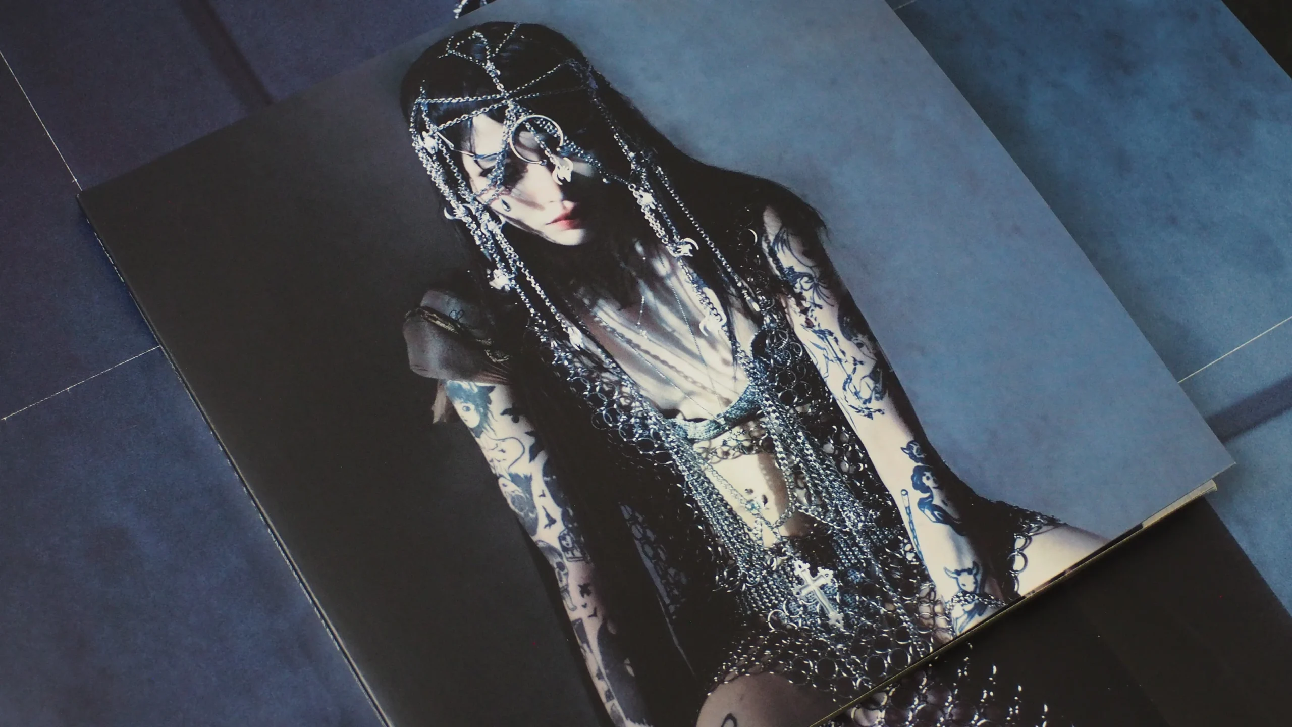 Close-up of Yeule’s vinyl sleeve with artwork.